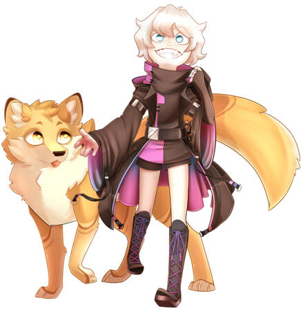 This commission is the result of cloth+character design on both the character and her familiar..